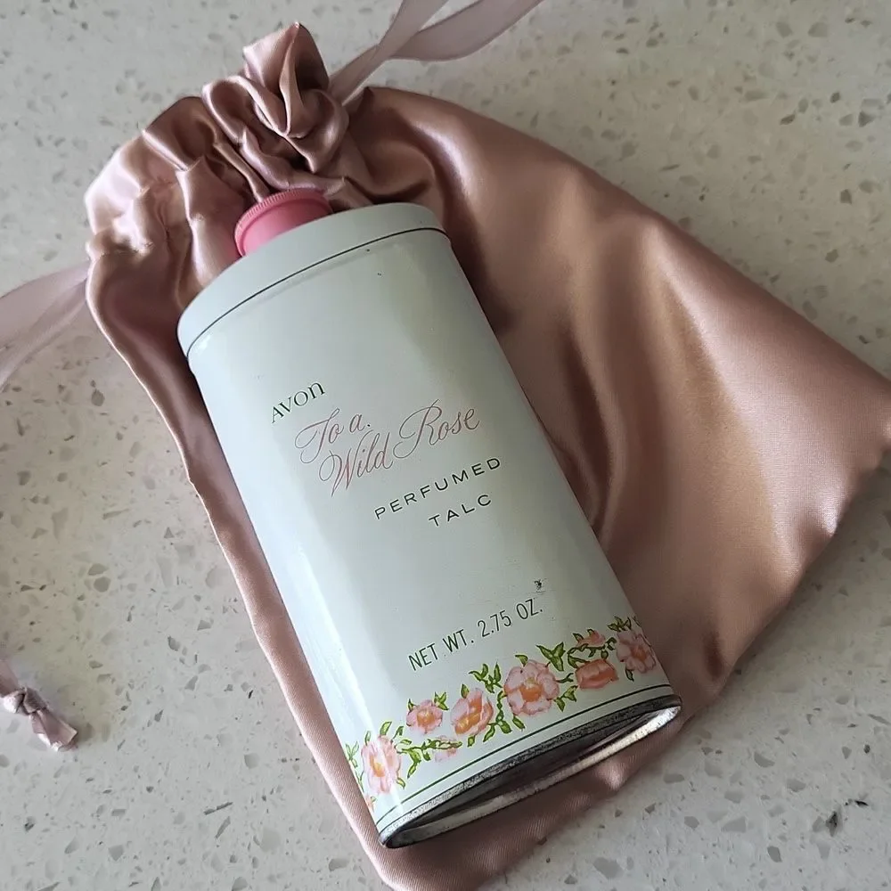 Avon “To a Wild Rose” Perfumed Talc Vintage Tin – 2.75 oz – Floral Design